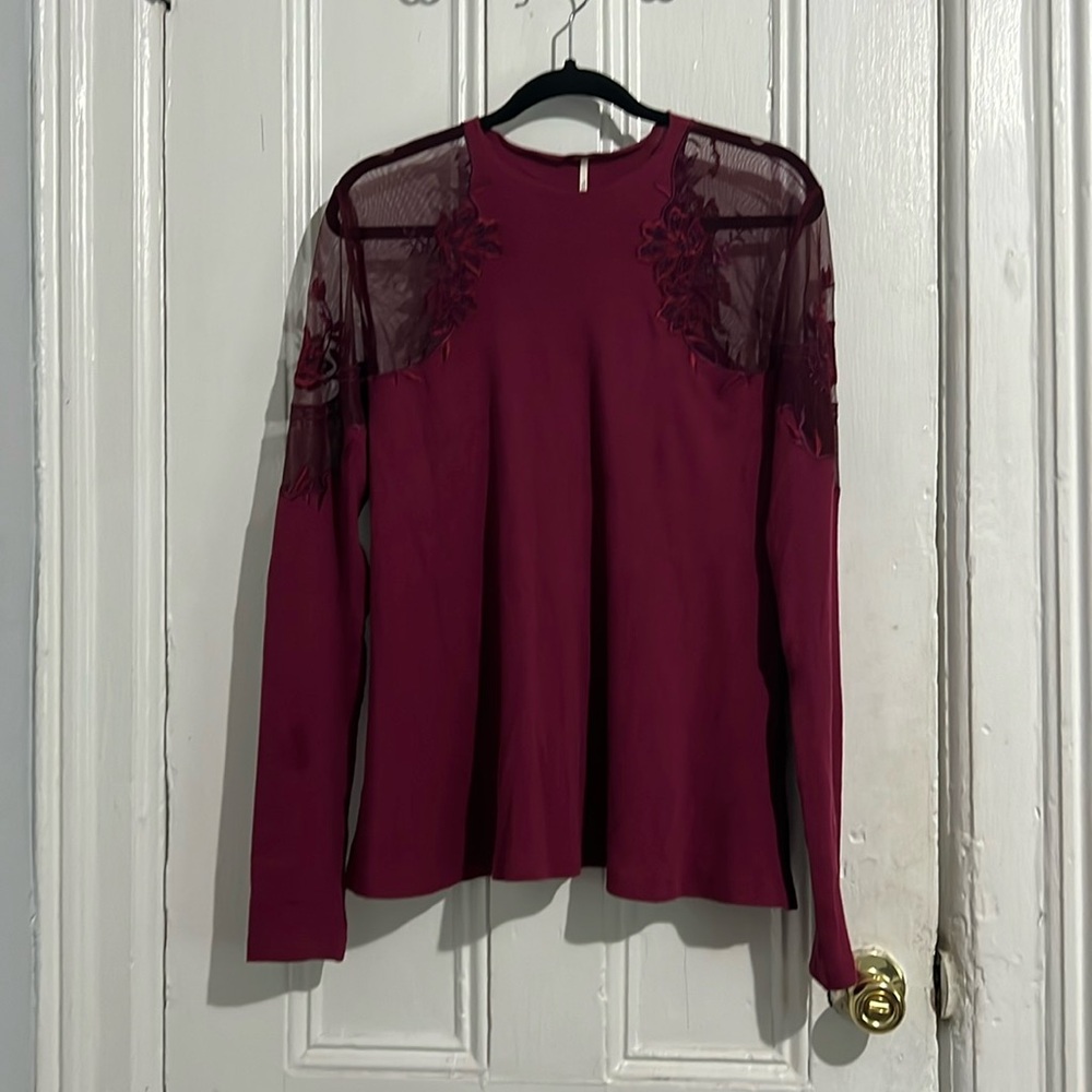 Free People Daniella Sheer-Shoulder Top Medium